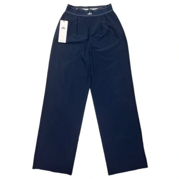ALO Yoga Trouser Wide-Leg Pants Navy Blue / New - Picture 6 of 8